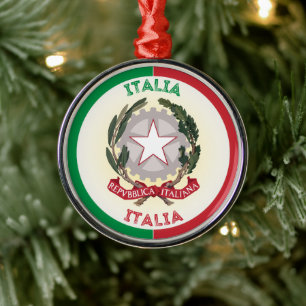 Italy National Emblem Circle Shape Metal Ornament