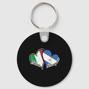 Italy Nicaragua Flag Heart Half Italian Half Nicar Key Ring