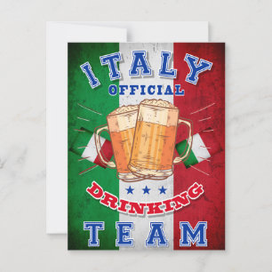 Italy Official Drinking Team. Funny beer Postcard
