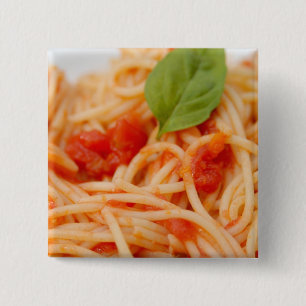 Italy, Orta, Lake Orta, spaghetti with tomato 15 Cm Square Badge