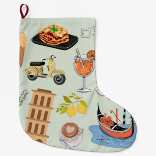 Italy Perfect Vacation Large Christmas Stocking
