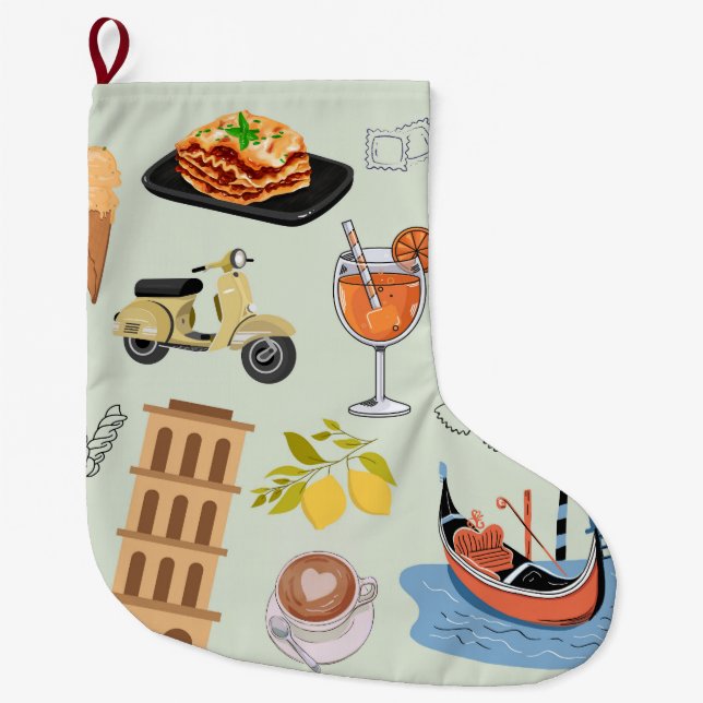 Italy Perfect Vacation Large Christmas Stocking (Front)