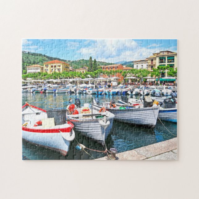Italy photo scenic summer lake harbour jigsaw puzzle (Horizontal)