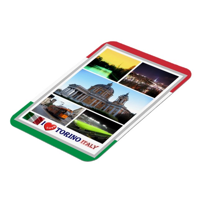 Italy - Piedmont - Torino - I Love - Magnet (Left Side)