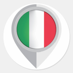 Italy Pin Location Flag Classic Round Sticker