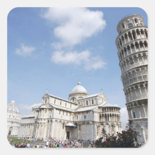 Italy, Pisa. Cathedral, baptistry and Leaning Square Sticker