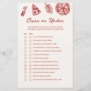 Italy Pizza Over Or Under Baby Shower Games