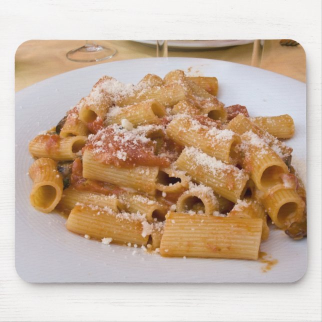 Italy, Positano. Display plate of rigatoni. Mouse Pad (Front)