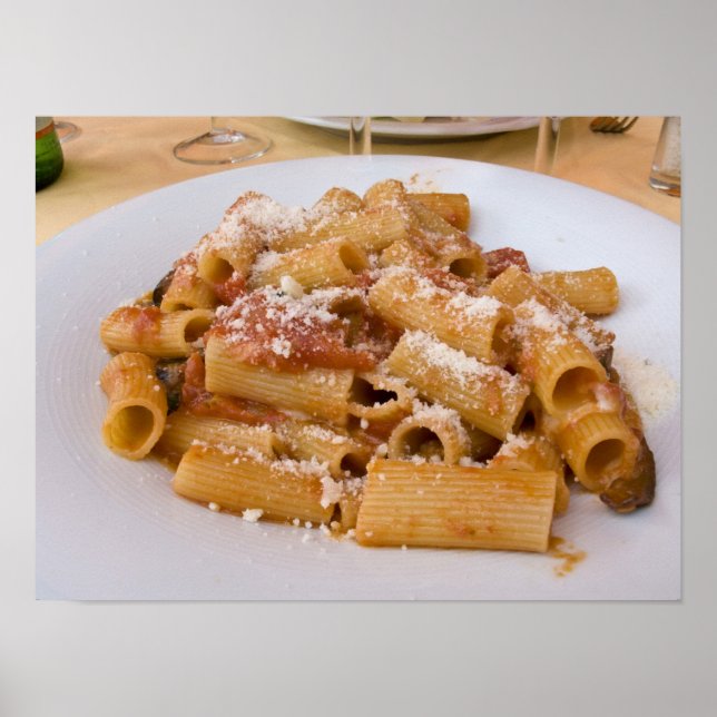 Italy, Positano. Display plate of rigatoni. Poster (Front)
