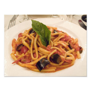 Italy, Positano. Plate of pasta and eggplant. Photo Print