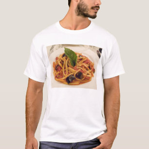 Italy, Positano. Plate of pasta and eggplant. T-Shirt