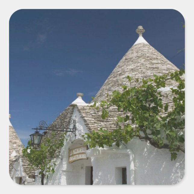 Italy, Puglia, Alberobello, Terra dei Trulli, 2 Square Sticker (Front)