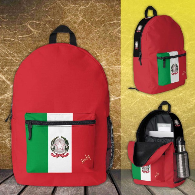 Italy, Red backpack, Italian Flag, Italia / Custom Printed Backpack (Creator Uploaded)