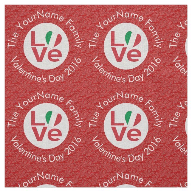 Italy Red LOVE Flag Personalised  Fabric (Swatch)