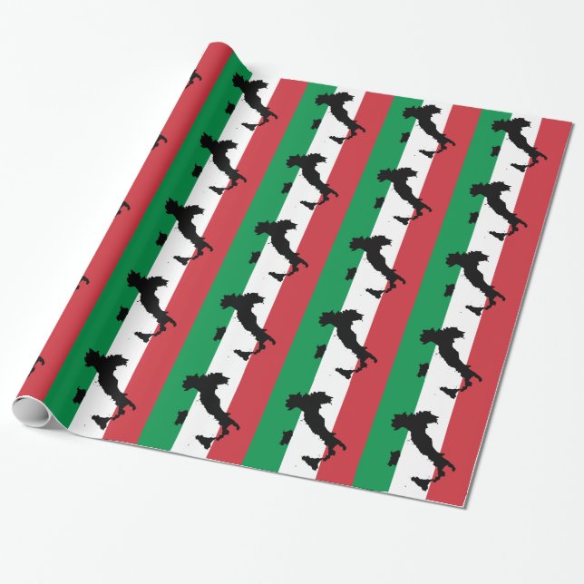 Italy Red White Green Stripes Wrapping Paper (Unrolled)