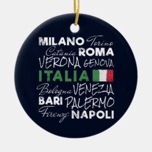 Italy Retro City And Flag Vintage Holiday Souvenir Ceramic Ornament