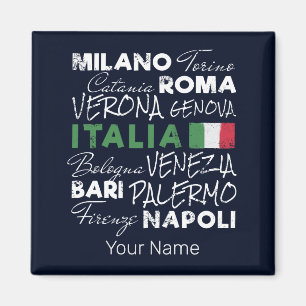 Italy Retro City And Flag Vintage Holiday Souvenir Magnet