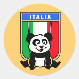 Italy Rings Panda Classic Round Sticker