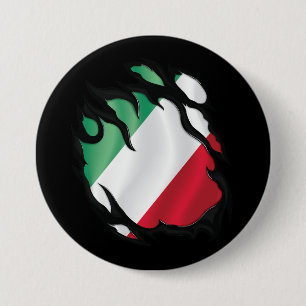 Italy Ripped Flag 7.5 Cm Round Badge