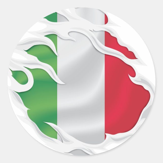 Italy Ripped Flag Classic Round Sticker (Front)