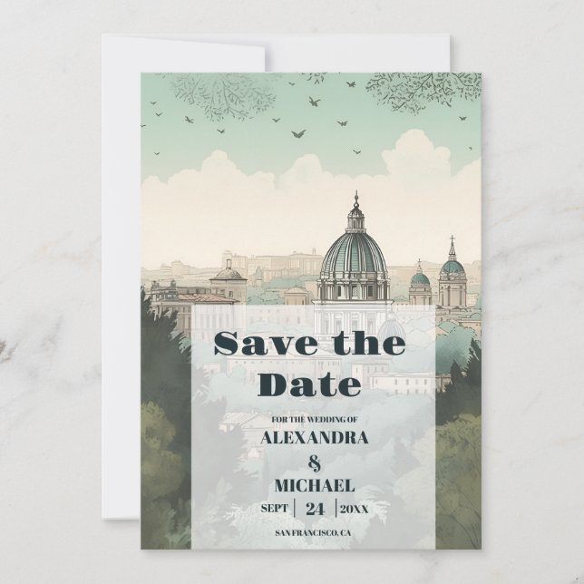 Italy Rome Destination Wedding Save The Date (Front)