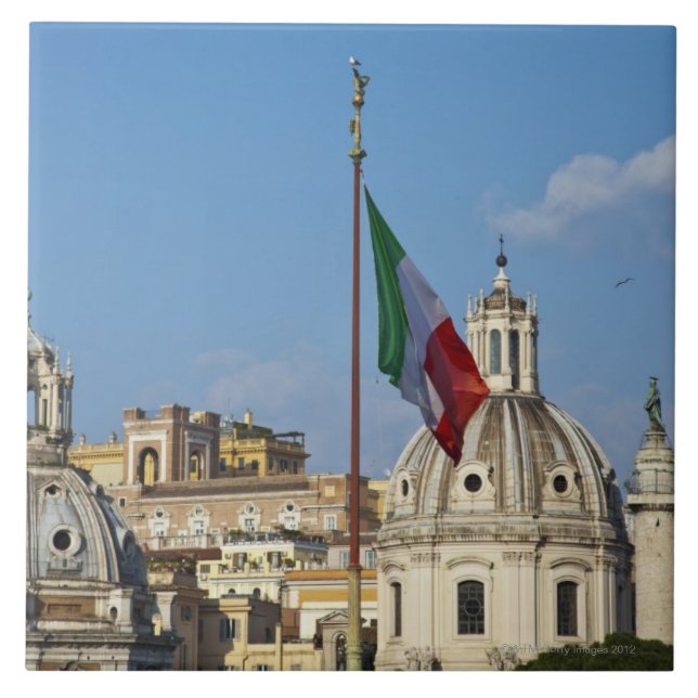 Italy, Rome. Italian flag Ceramic Tile (Front)
