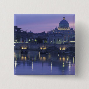 Italy, Rome St. Peter's and Ponte Sant Angelo, 15 Cm Square Badge