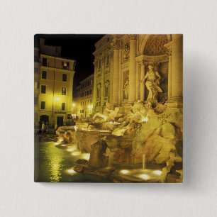 Italy, Rome. Trevi Fountain at night. 15 Cm Square Badge