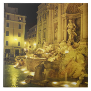 Italy, Rome. Trevi Fountain at night. Ceramic Tile