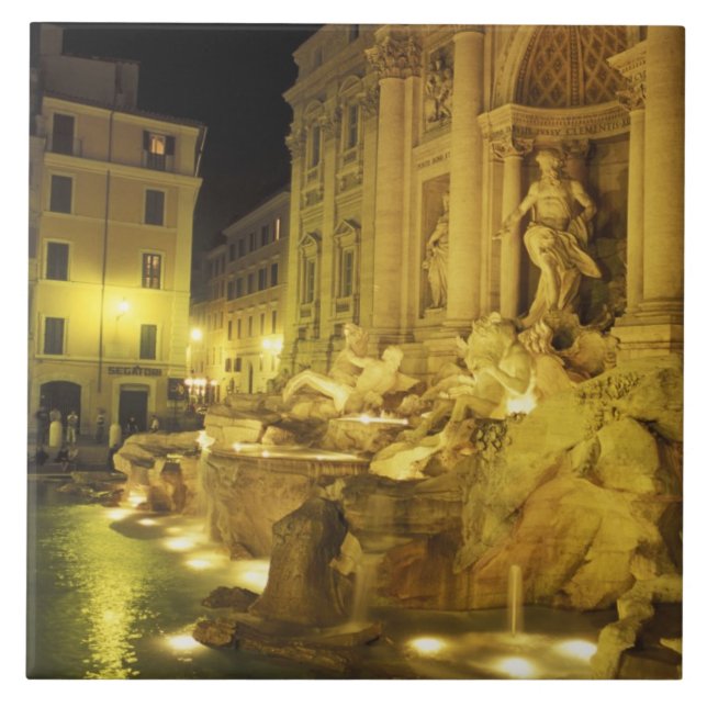 Italy, Rome. Trevi Fountain at night. Ceramic Tile (Front)