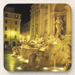 Italy, Rome. Trevi Fountain at night. Coaster