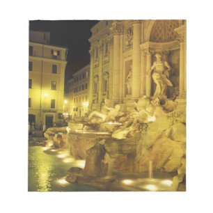 Italy, Rome. Trevi Fountain at night. Notepad