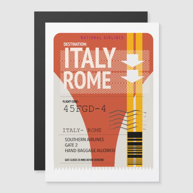 Italy Rome vacation ticket (Front/Back)