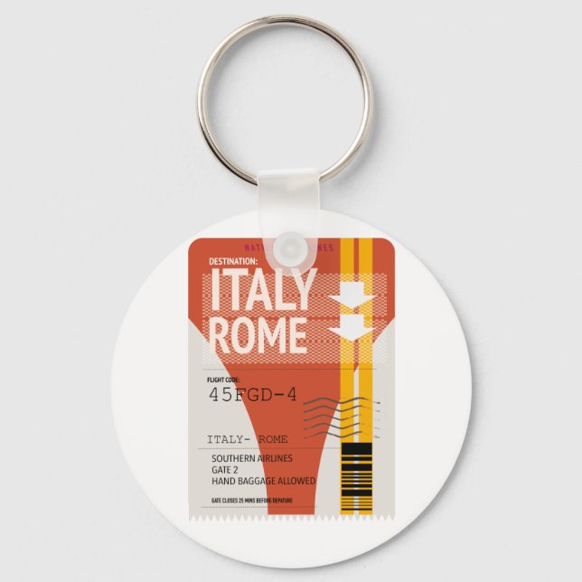 Italy Rome vacation ticket Key Ring (Front)