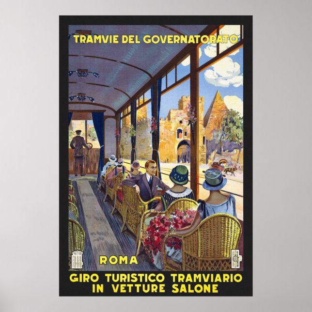 Italy Rome Vintage Travel Poster Restored (Front)