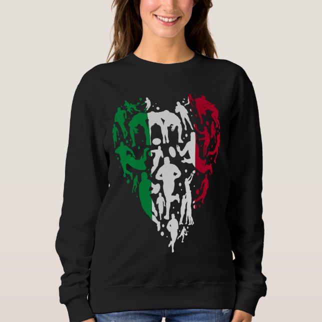 Italy Rugby Love Heart Italian Rugby Fan Sweatshirt (Front)