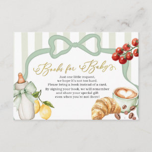 Italy Sage Green Coquette Stripes Books for Baby Enclosure Card