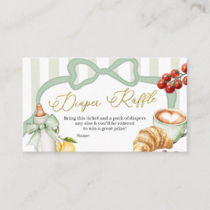 Italy Sage Green Coquette Stripes Diaper Raffle Enclosure Card