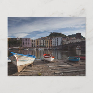 Italy, Sardinia, Bosa. Temo River and Ponte Postcard