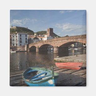 Italy, Sardinia, Bosa. Town view along Temo Magnet