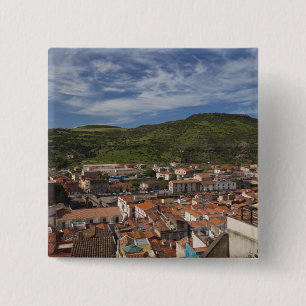 Italy, Sardinia, Bosa. Town view from Castello 2 15 Cm Square Badge
