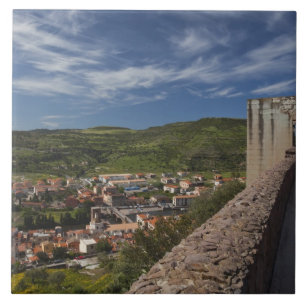 Italy, Sardinia, Bosa. Town view from Castello Ceramic Tile