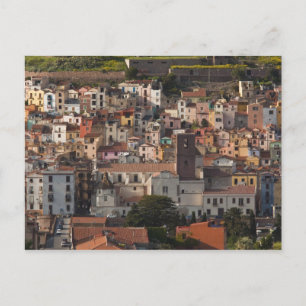 Italy, Sardinia, Bosa. Town view with Castello Postcard