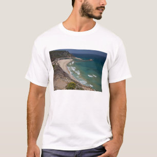 Italy, Sardinia, Buggerru. Buggerru beach and T-Shirt
