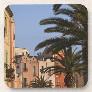Italy, Sardinia, Cagliari. Buildings and palms Coaster