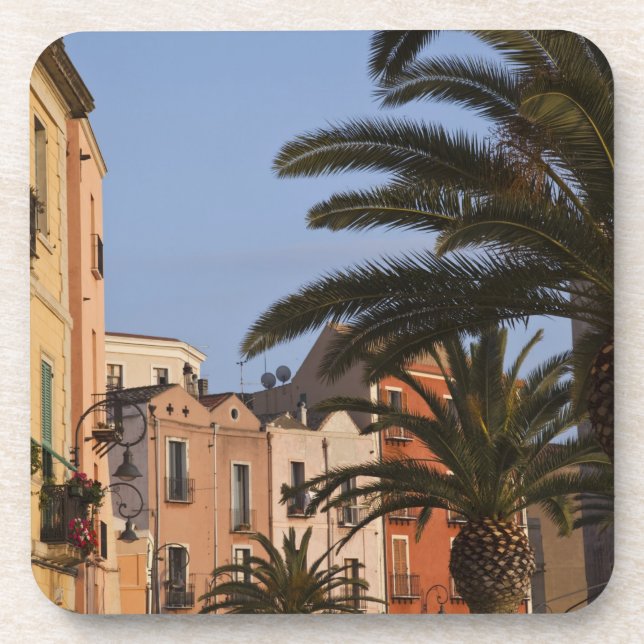 Italy, Sardinia, Cagliari. Buildings and palms Coaster (Front)