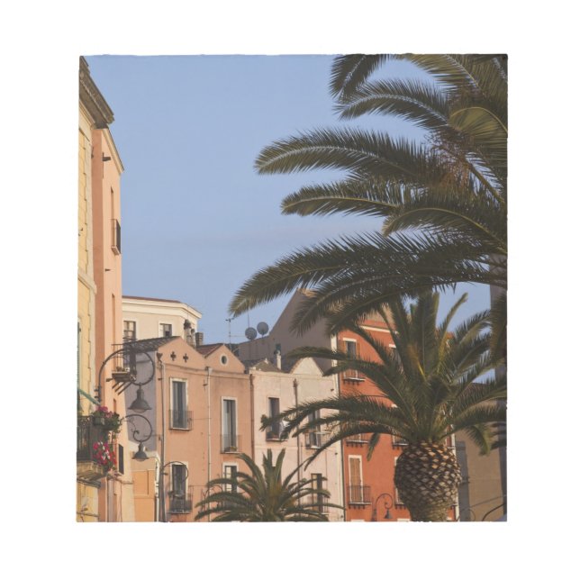 Italy, Sardinia, Cagliari. Buildings and palms Notepad (Front)