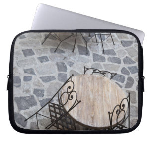 Italy, Sardinia, Castelsardo. Cafe tables. Laptop Sleeve