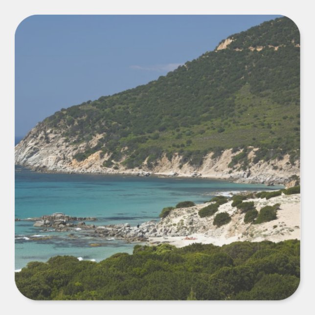 Italy, Sardinia, Solanas. Beach. Square Sticker (Front)