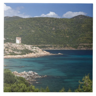 Italy, Sardinia, Teulada. Spanish tower. Ceramic Tile